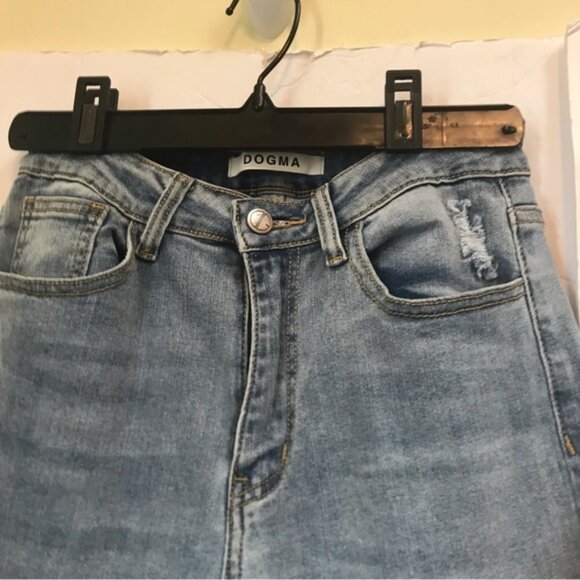 DOGMA DENIM High Rise Jeans Hem Slits Slim Leg Denim Stretch Waist Skinny Fit 26 - Picture 5 of 13